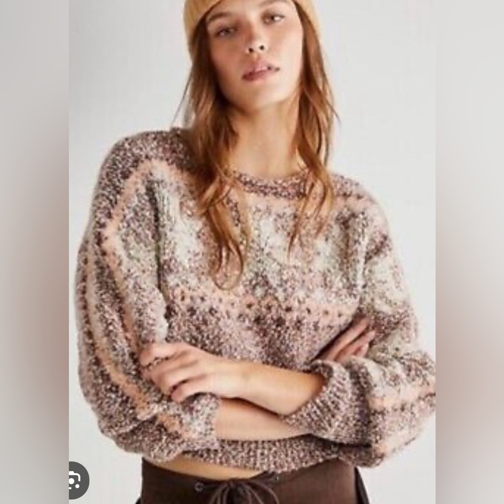 Free People Jumper Snowflake Sweater Size Medium - Picture 4 of 7